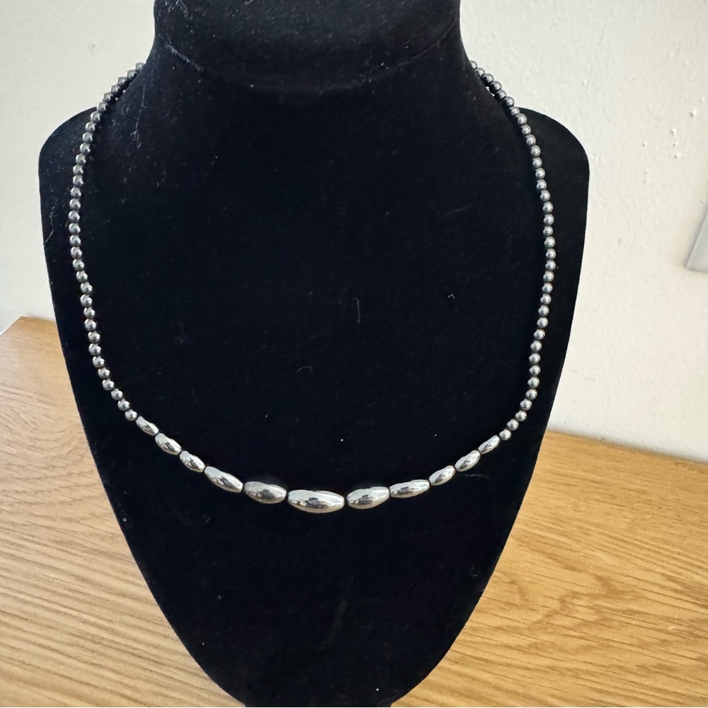 Elegant Magnet Silver Beaded Necklace
